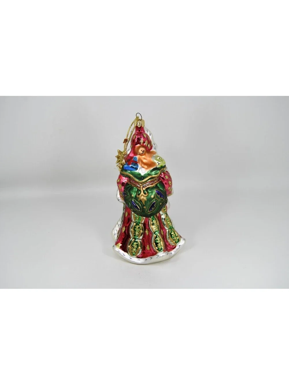 Fitz & Floyd Christmas Santa Blown Glass Ornament Florentine Jeweled Scepter 7